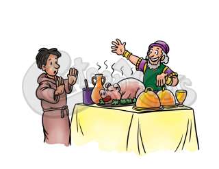 Man Presenting Feast To Boy