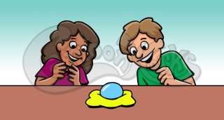 Kids Looking At Blue Egg