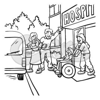 Family Picking Up Son From Hospital