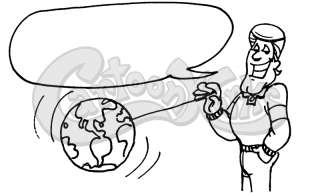 Man With Speech Bubble With Earth Yo-Yo